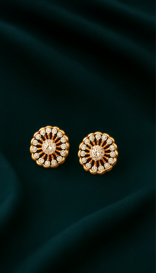 Radiant Floral Gold Stud Earrings